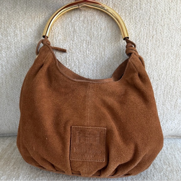 Haute Hippie Tan Suede Hobo Bag with Gold Details - Picture 5 of 15